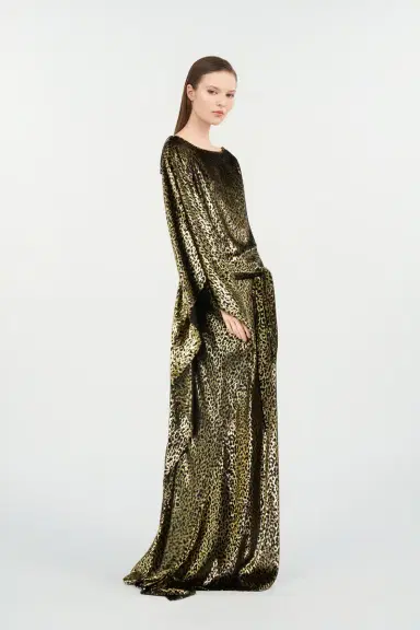 Roberto Cavalli Glossy Silk Animal-Print Kimono Dress | Thumbnail 2 Roberto Cavalli Glossy Silk Animal-Print Kimono Dress | Thumbnail 2