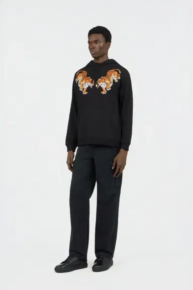 Roberto Cavalli Black Hooded Sweatshirt With Tiger Embroidery | Thumbnail 6 Roberto Cavalli Black Hooded Sweatshirt With Tiger Embroidery | Thumbnail 6