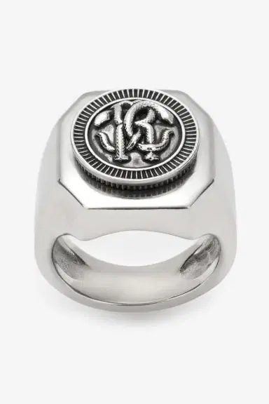 Roberto Cavalli Silver-Tone RC Monogram Signet Ring | Thumbnail 4 Roberto Cavalli Silver-Tone RC Monogram Signet Ring | Thumbnail 4