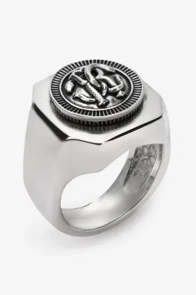 Roberto Cavalli Silver-Tone RC Monogram Signet Ring | Thumbnail 6 Roberto Cavalli Silver-Tone RC Monogram Signet Ring | Thumbnail 6
