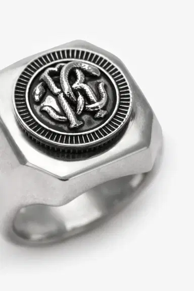 Roberto Cavalli Silver-Tone RC Monogram Signet Ring | Thumbnail 7 Roberto Cavalli Silver-Tone RC Monogram Signet Ring | Thumbnail 7