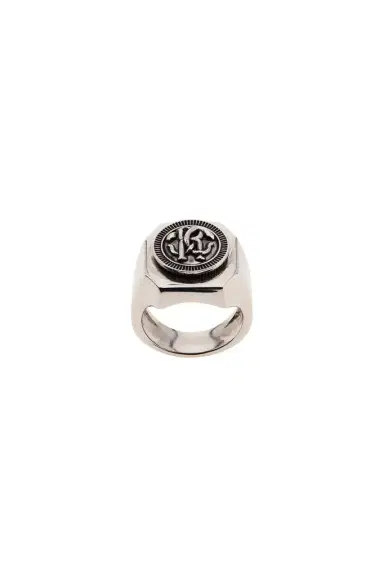 Roberto Cavalli Silver-Tone RC Monogram Signet Ring | Thumbnail 1 Roberto Cavalli Silver-Tone RC Monogram Signet Ring | Thumbnail 1