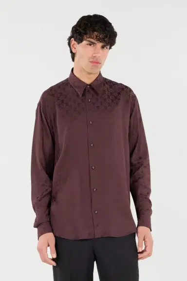 Roberto Cavalli Silk-Blend Shirt With All-Over Monogram | Thumbnail 2 Roberto Cavalli Silk-Blend Shirt With All-Over Monogram | Thumbnail 2