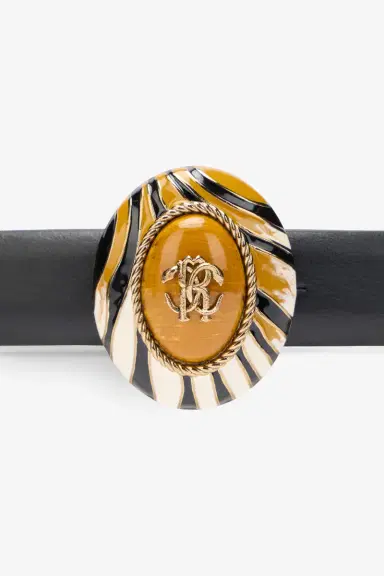 Roberto Cavalli Black Leather Belt With Monogram RC Buckle | Thumbnail 4 Roberto Cavalli Black Leather Belt With Monogram RC Buckle | Thumbnail 4