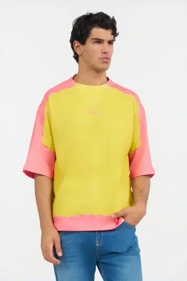 Roberto Cavalli Yellow And Pink Color-Block T-Shirt | Thumbnail 2 Roberto Cavalli Yellow And Pink Color-Block T-Shirt | Thumbnail 2
