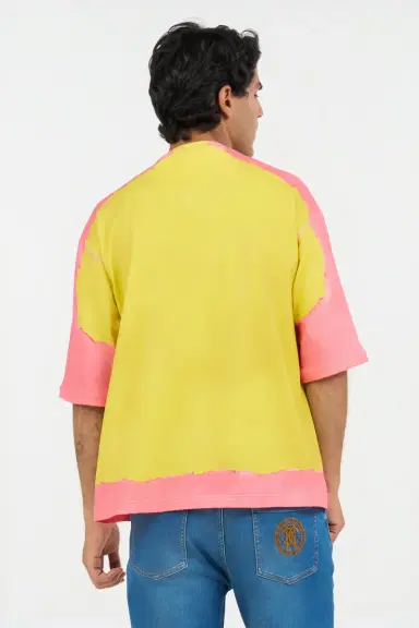 Roberto Cavalli Yellow And Pink Color-Block T-Shirt | Thumbnail 3 Roberto Cavalli Yellow And Pink Color-Block T-Shirt | Thumbnail 3