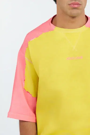 Roberto Cavalli Yellow And Pink Color-Block T-Shirt | Thumbnail 4 Roberto Cavalli Yellow And Pink Color-Block T-Shirt | Thumbnail 4