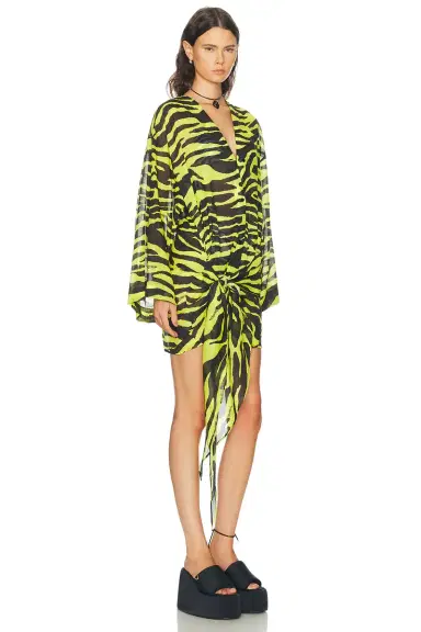 THE ATTICO Zebra Wrap Mini Dress | Thumbnail 2 THE ATTICO Zebra Wrap Mini Dress | Thumbnail 2