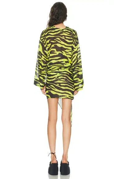 THE ATTICO Zebra Wrap Mini Dress | Thumbnail 3 THE ATTICO Zebra Wrap Mini Dress | Thumbnail 3