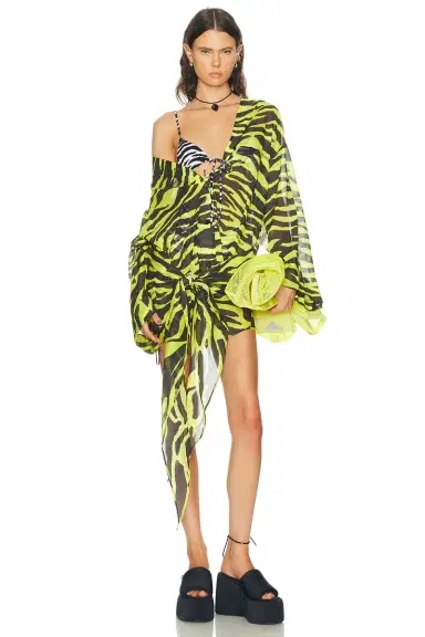 THE ATTICO Zebra Wrap Mini Dress | Thumbnail 4 THE ATTICO Zebra Wrap Mini Dress | Thumbnail 4