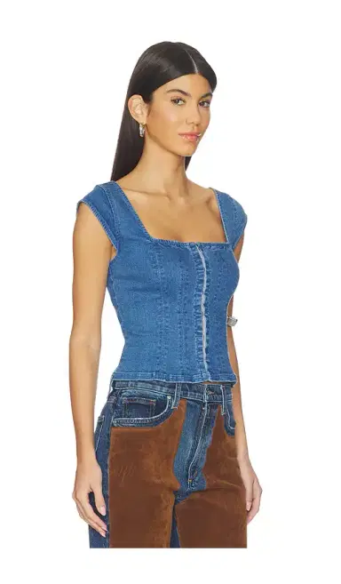 Free People Marilyn Denim Corset | Thumbnail 2 Free People Marilyn Denim Corset | Thumbnail 2