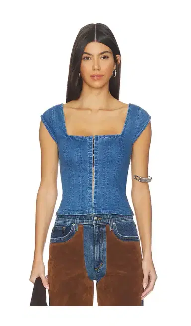 Free People Marilyn Denim Corset | Thumbnail 1 Free People Marilyn Denim Corset | Thumbnail 1