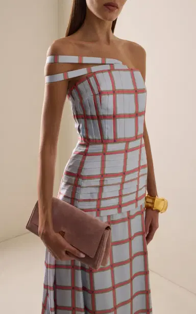 Emilia Wickstead Estella Grid Wool Maxi Dress | Thumbnail 3 Emilia Wickstead Estella Grid Wool Maxi Dress | Thumbnail 3