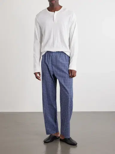 Tekla Straight-Leg Checked Organic Cotton-Poplin Pyjama Trousers - Men | Thumbnail 2 Tekla Straight-Leg Checked Organic Cotton-Poplin Pyjama Trousers - Men | Thumbnail 2