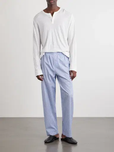 Tekla Straight-Leg Striped Organic Cotton Pyjama Trousers - Men | Thumbnail 2 Tekla Straight-Leg Striped Organic Cotton Pyjama Trousers - Men | Thumbnail 2