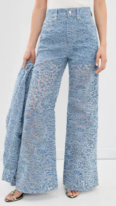 Veronica Beard Jean Taylor Floral Burnout Jeans Lkshre | Thumbnail 2 Veronica Beard Jean Taylor Floral Burnout Jeans Lkshre | Thumbnail 2