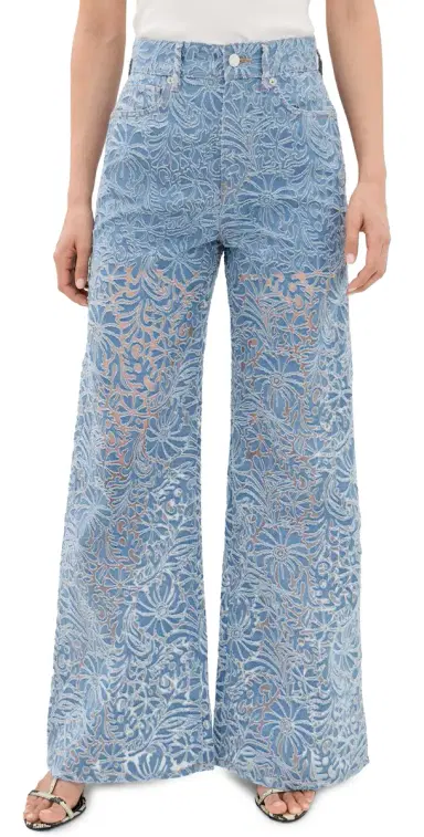 Veronica Beard Jean Taylor Floral Burnout Jeans Lkshre | Thumbnail 1 Veronica Beard Jean Taylor Floral Burnout Jeans Lkshre | Thumbnail 1