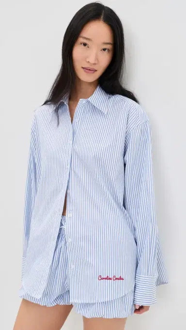 CAROLINE CONSTAS Frankie Blouse Blue White tripe | Thumbnail 2 CAROLINE CONSTAS Frankie Blouse Blue White tripe | Thumbnail 2