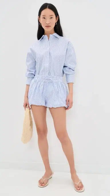 CAROLINE CONSTAS Frankie Blouse Blue White tripe | Thumbnail 5 CAROLINE CONSTAS Frankie Blouse Blue White tripe | Thumbnail 5