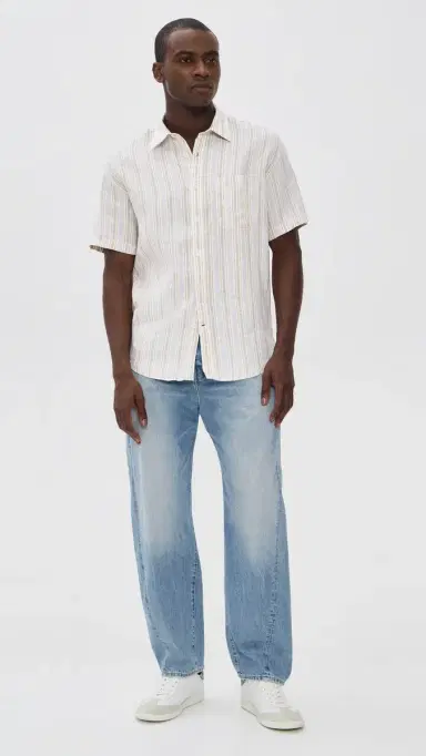 NN07 Deon triped Linen Shirt Mint tripe | Thumbnail 5 NN07 Deon triped Linen Shirt Mint tripe | Thumbnail 5