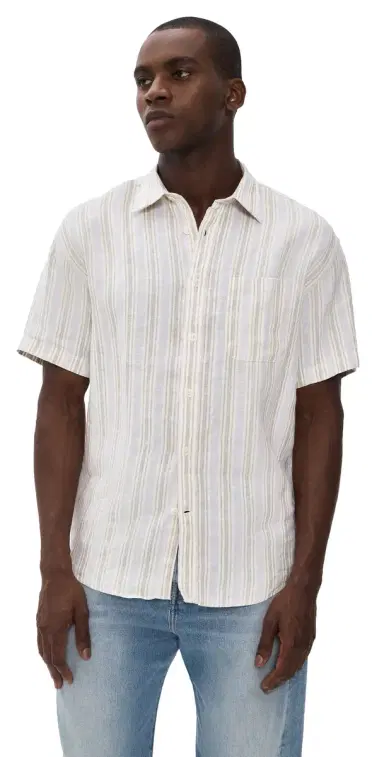 NN07 Deon triped Linen Shirt Mint tripe | Thumbnail 1 NN07 Deon triped Linen Shirt Mint tripe | Thumbnail 1