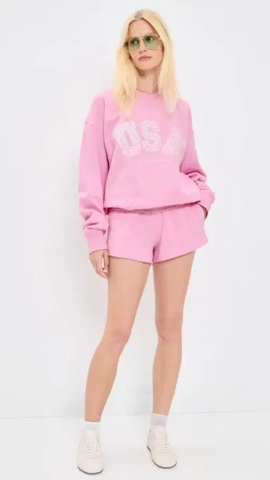 LoveShackFancy Palo USA Fleece Pullover Sunbeam Pink | Thumbnail 5 LoveShackFancy Palo USA Fleece Pullover Sunbeam Pink | Thumbnail 5