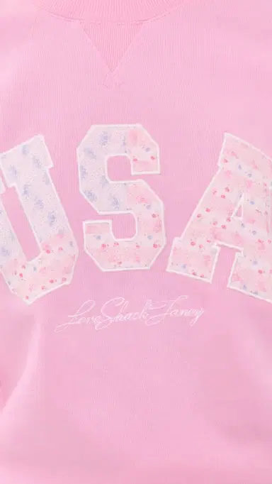 LoveShackFancy Palo USA Fleece Pullover Sunbeam Pink | Thumbnail 6 LoveShackFancy Palo USA Fleece Pullover Sunbeam Pink | Thumbnail 6