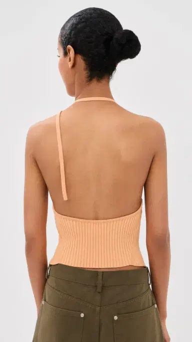 Courrèges Pointy Rib Knit Top Light Sunset L | Thumbnail 3 Courrèges Pointy Rib Knit Top Light Sunset L | Thumbnail 3