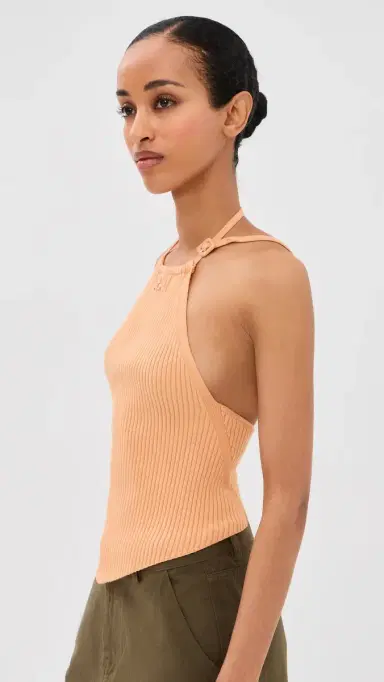 Courrèges Pointy Rib Knit Top Light Sunset L | Thumbnail 4 Courrèges Pointy Rib Knit Top Light Sunset L | Thumbnail 4