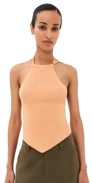 Courrèges Pointy Rib Knit Top Light Sunset L | Thumbnail 1 Courrèges Pointy Rib Knit Top Light Sunset L | Thumbnail 1