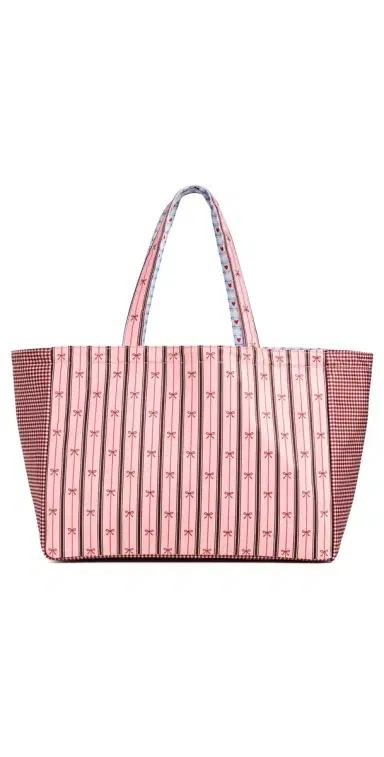 Stoney Clover Lane Agua Bendita x Reversible Everything Tote Stripe Bow One Size | Thumbnail 1 Stoney Clover Lane Agua Bendita x Reversible Everything Tote Stripe Bow One Size | Thumbnail 1