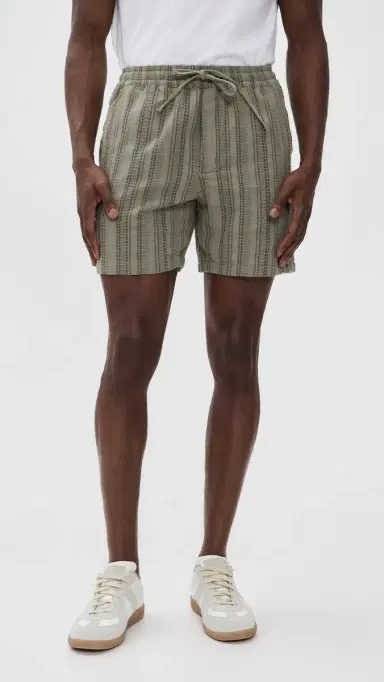 Marine Layer aturday Dobby tripe Short 6 Olive | Thumbnail 2 Marine Layer aturday Dobby tripe Short 6 Olive | Thumbnail 2