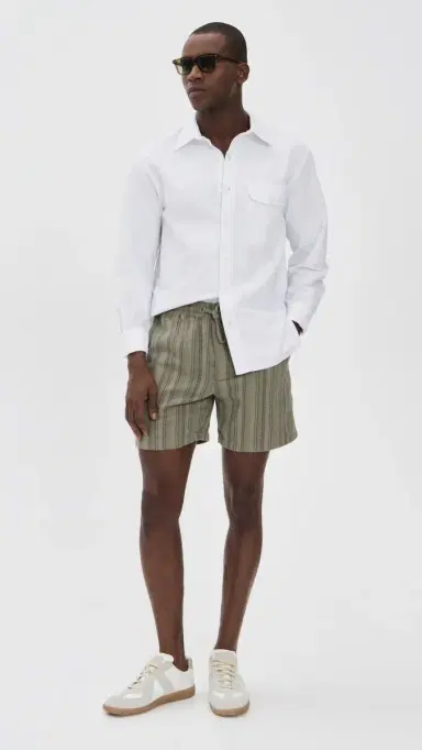 Marine Layer aturday Dobby tripe Short 6 Olive | Thumbnail 5 Marine Layer aturday Dobby tripe Short 6 Olive | Thumbnail 5