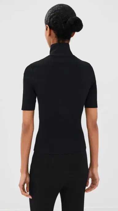 Courrèges Zipped Mock Neck Knit Top Black M | Thumbnail 3 Courrèges Zipped Mock Neck Knit Top Black M | Thumbnail 3