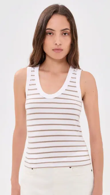 perfectwhitetee Jersey tripe Tank Driftwood/White tripe | Thumbnail 2 perfectwhitetee Jersey tripe Tank Driftwood/White tripe | Thumbnail 2