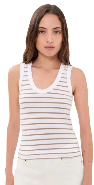 perfectwhitetee Jersey tripe Tank Driftwood/White tripe | Thumbnail 1 perfectwhitetee Jersey tripe Tank Driftwood/White tripe | Thumbnail 1