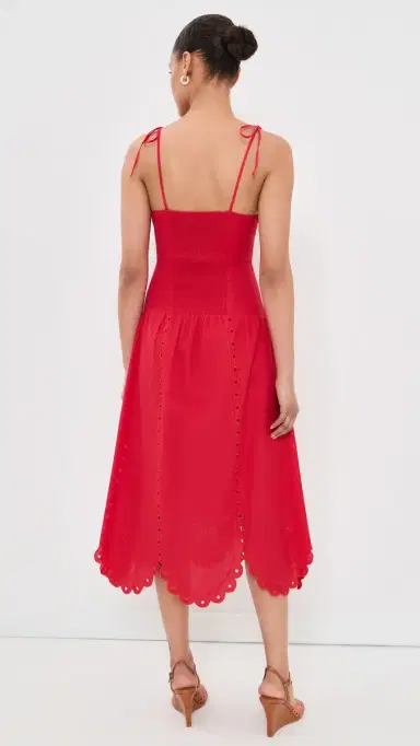 Moon River Eyelet Midi Dress Red | Thumbnail 3 Moon River Eyelet Midi Dress Red | Thumbnail 3