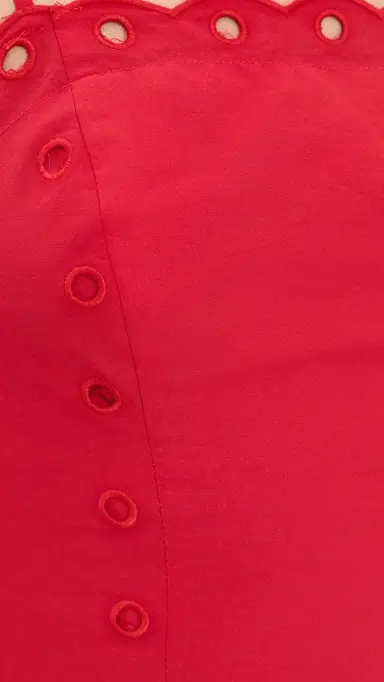 Moon River Eyelet Midi Dress Red | Thumbnail 6 Moon River Eyelet Midi Dress Red | Thumbnail 6