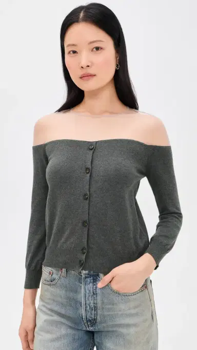 MM6 Maison Margiela Knit Cardigan Dark Grey elange | Thumbnail 2 MM6 Maison Margiela Knit Cardigan Dark Grey elange | Thumbnail 2