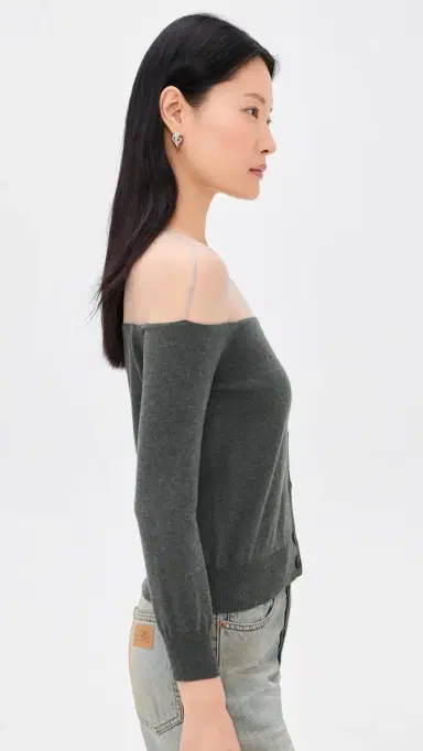 MM6 Maison Margiela Knit Cardigan Dark Grey elange | Thumbnail 4 MM6 Maison Margiela Knit Cardigan Dark Grey elange | Thumbnail 4