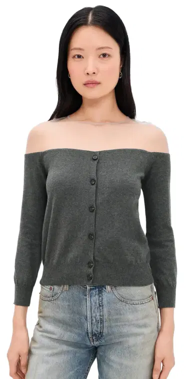 MM6 Maison Margiela Knit Cardigan Dark Grey elange | Thumbnail 1 MM6 Maison Margiela Knit Cardigan Dark Grey elange | Thumbnail 1