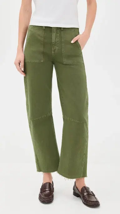 Le Jean Utility Soft Barrel Jeans Olive Green | Thumbnail 2 Le Jean Utility Soft Barrel Jeans Olive Green | Thumbnail 2