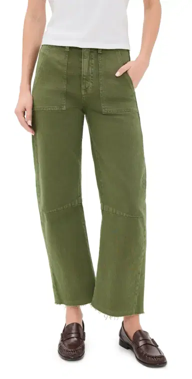 Le Jean Utility Soft Barrel Jeans Olive Green | Thumbnail 1 Le Jean Utility Soft Barrel Jeans Olive Green | Thumbnail 1