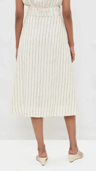 Merlette Mehar Linen Stripe Skirt Ivory Black Stripe 4 | Thumbnail 3 Merlette Mehar Linen Stripe Skirt Ivory Black Stripe 4 | Thumbnail 3