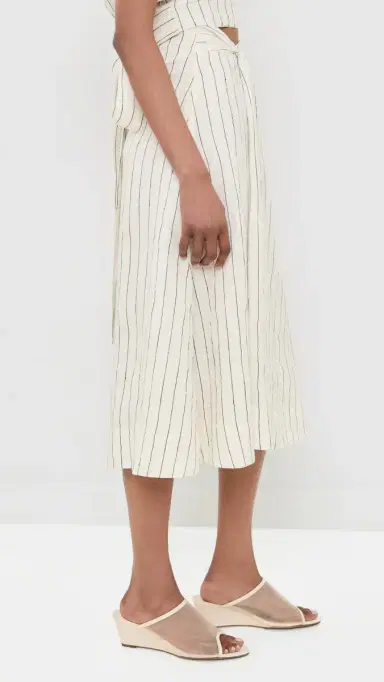 Merlette Mehar Linen Stripe Skirt Ivory Black Stripe 4 | Thumbnail 4 Merlette Mehar Linen Stripe Skirt Ivory Black Stripe 4 | Thumbnail 4