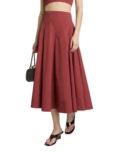 A.L.C. Women's Gemma Stretch-Cotton A-Line Midi-Skirt - Apple Butter | Thumbnail 3 A.L.C. Women's Gemma Stretch-Cotton A-Line Midi-Skirt - Apple Butter | Thumbnail 3