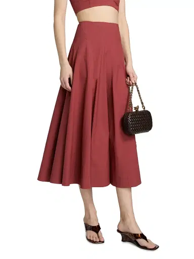 A.L.C. Women's Gemma Stretch-Cotton A-Line Midi-Skirt - Apple Butter | Thumbnail 4 A.L.C. Women's Gemma Stretch-Cotton A-Line Midi-Skirt - Apple Butter | Thumbnail 4