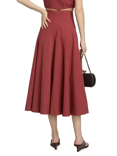 A.L.C. Women's Gemma Stretch-Cotton A-Line Midi-Skirt - Apple Butter | Thumbnail 5 A.L.C. Women's Gemma Stretch-Cotton A-Line Midi-Skirt - Apple Butter | Thumbnail 5