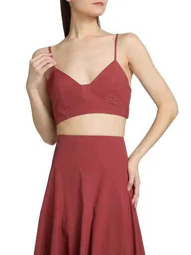 A.L.C. Women's Joan Stretch-Cotton Bra Top - Apple Butter | Thumbnail 3 A.L.C. Women's Joan Stretch-Cotton Bra Top - Apple Butter | Thumbnail 3