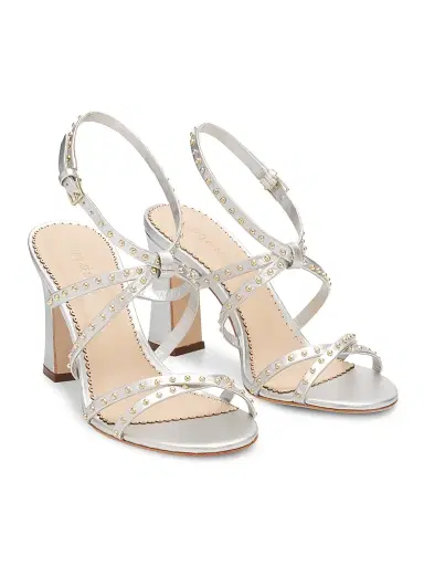 Cinq à Sept Women's Blair 95MM Studded Leather Sandals - Silver Gold - Size 10 | Thumbnail 2 Cinq à Sept Women's Blair 95MM Studded Leather Sandals - Silver Gold - Size 10 | Thumbnail 2